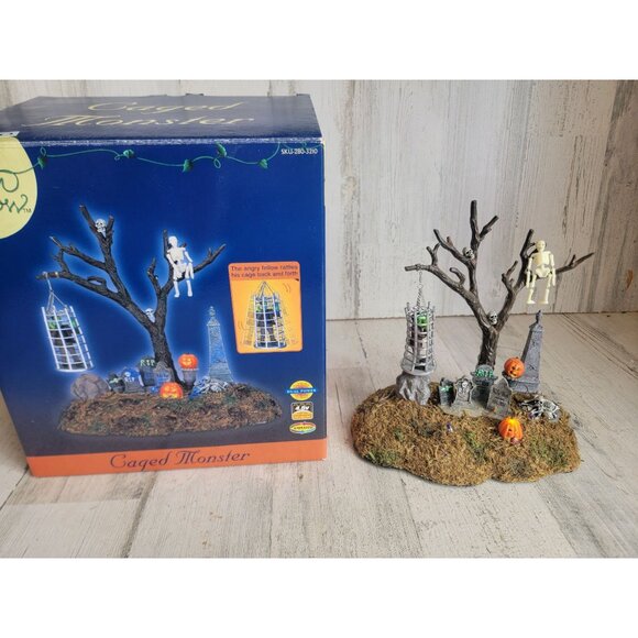 Lemax Caged Monster spooky hollow village Halloween animated - Picture 1 of 8
